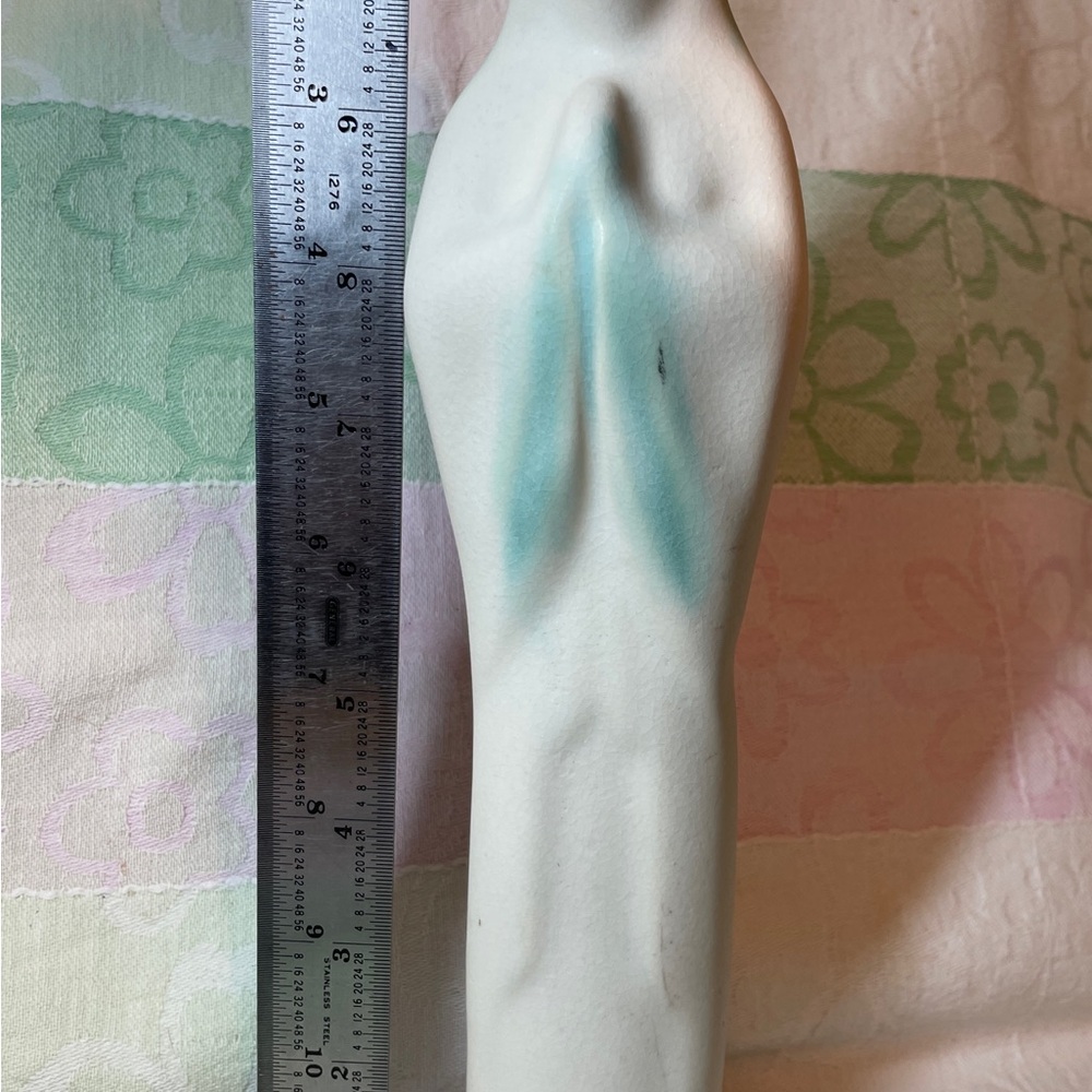 McCarty Pottery       Virgin Mary 11" tall   White & Jade
Good